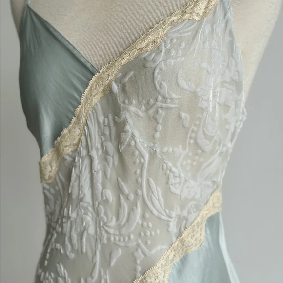 Victoria’s Secret Baby Blue and Cream Lace Velvet Mini Slip Dress - Picture 5 of 6